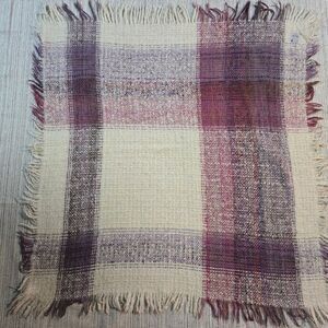 Vintage Avoca Handweavers Wool Fringed Plaid Throw Blanket Shawl Ireland Purple